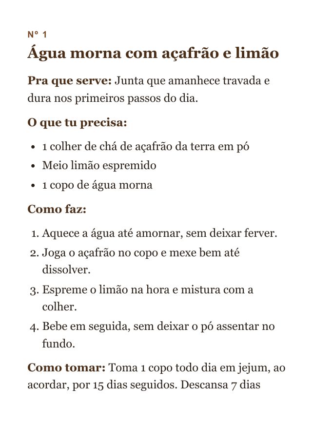 Página de uma receita do Caderno da Banca, com ingredientes e modo de fazer
